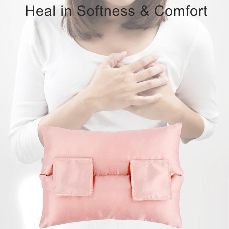 BNRendles Satin Pacemaker Pillow Chemo Port Pillows for Mastectomy, Open Heart Surgery Recovery Gifts Breast Cancer Bypass Post Surgery Cushion, Satin Coral - Image 2